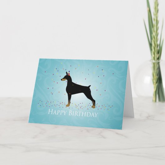 Doberman Pinscher Happy Birthday Design Kaart (Voorkant)