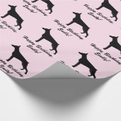 Doberman Pinscher Happy Birthday Name  Cadeaupapier (Hoek)