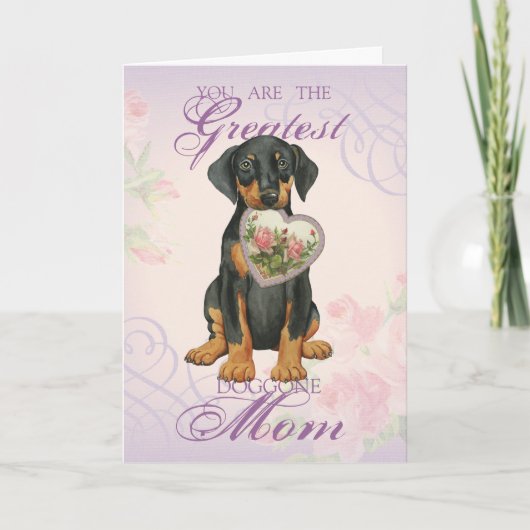 Doberman Pinscher Heart Mam Kaart (Voorkant)
