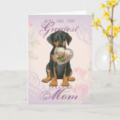 Doberman Pinscher Heart Mam Kaart (Gele Bloem)