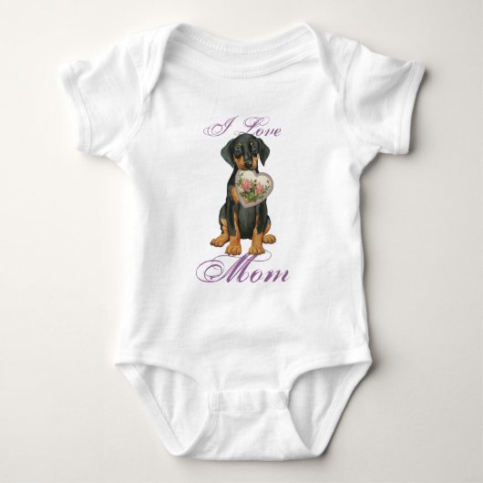 Doberman Pinscher Heart Mam Romper (Voorkant)