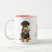 Doberman Pinscher Heart Mam Tweekleurige Koffiemok (Links)