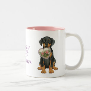 Doberman Pinscher Heart Mam Tweekleurige Koffiemok