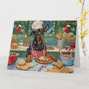 Doberman Pinscher Holiday Baking Feestelijke Kerst Kaart