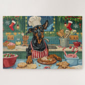 Doberman Pinscher Holiday Baking Feestelijke Kerst Legpuzzel (Horizontaal)