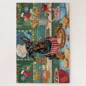 Doberman Pinscher Holiday Baking Feestelijke Kerst Legpuzzel (Verticaal)