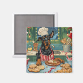 Doberman Pinscher Holiday Baking Feestelijke Kerst Magneet (Voorkant / Achterkant)