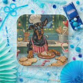 Doberman Pinscher Holiday Baking Feestelijke Kerst Papieren Bordje (Feest)