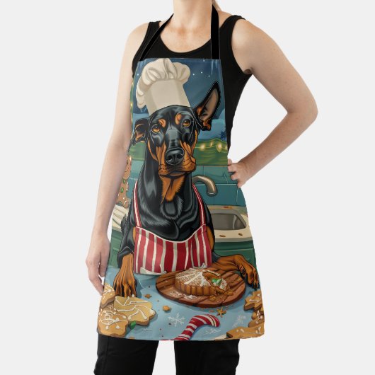 Doberman Pinscher Holiday Baking Feestelijke Kerst Schort (Insitu)