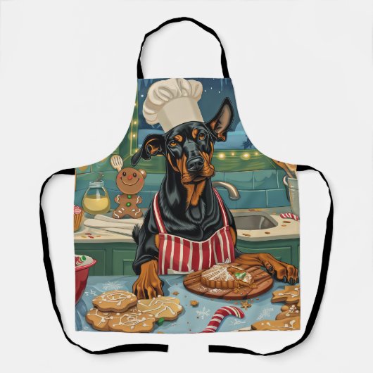 Doberman Pinscher Holiday Baking Feestelijke Kerst Schort (Voorkant)