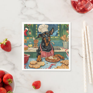 Doberman Pinscher Holiday Baking Feestelijke Kerst Servet