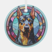 Doberman Pinscher Hond Abstract gekleurd Glas Ornament (Voorkant)