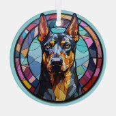 Doberman Pinscher Hond Abstract gekleurd Glas Ornament (Achterkant)