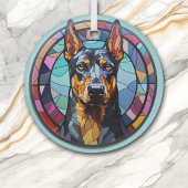 Doberman Pinscher Hond Abstract gekleurd Glas Ornament