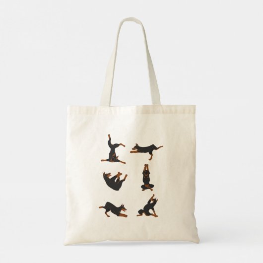 Doberman Pinscher hond doet yoga Canvas tas (Achterkant)