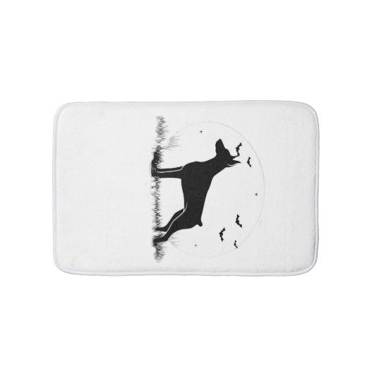 Doberman Pinscher hond Halloween Maan Silhouet Badmat (Voorkant)