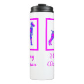 Doberman Pinscher Hond Heet Roze & Blauw Silhouet Thermosbeker (Voorkant)