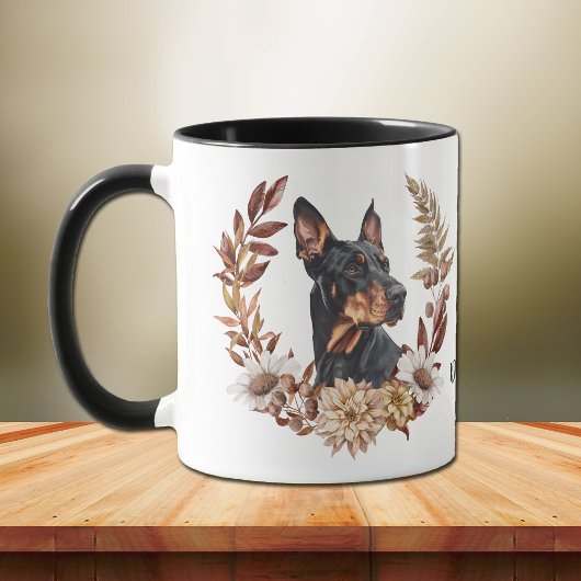 Doberman Pinscher Hond Herfstkrans Mok