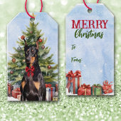Doberman Pinscher Hond Kerstboom Cadeaulabel