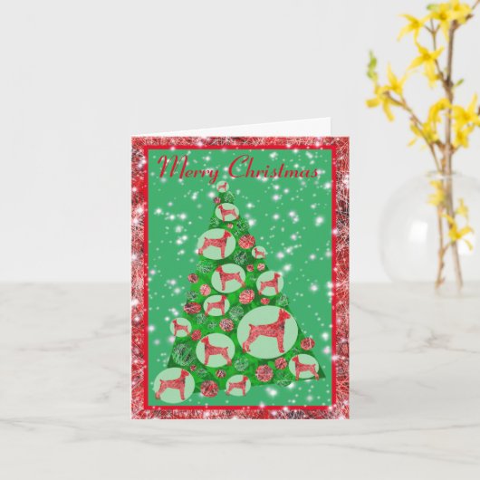 Doberman Pinscher Hond Kerstboom Leuk Kaart (Gele Bloem)