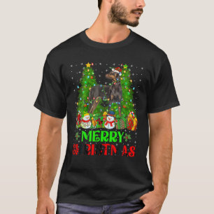 Doberman Pinscher Hond Kerstboom Lichten Vakantie T-shirt