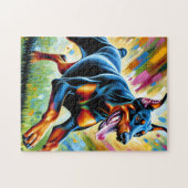 Doberman Pinscher Hond Portret Acryl Art Print Legpuzzel (Horizontaal)