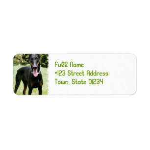 Doberman Pinscher Hond Retouradres Label