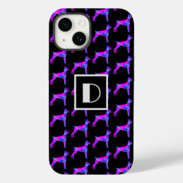 Doberman Pinscher Hond Roze Silhouet Mono Zwart Case-Mate iPhone 14 Hoesje