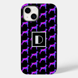 Doberman Pinscher Hond Roze Silhouet Mono Zwart Case-Mate iPhone 14 Hoesje