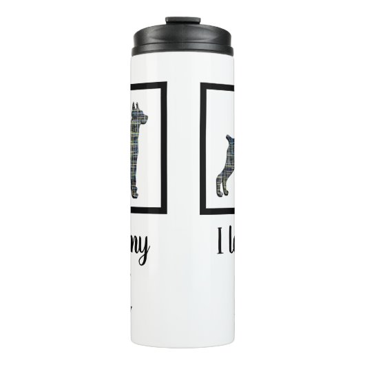 Doberman Pinscher Hond Schattig Grid Silhouet Thermosbeker (Voorkant)