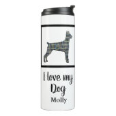 Doberman Pinscher Hond Schattig Grid Silhouet Thermosbeker (Gedraaid links)