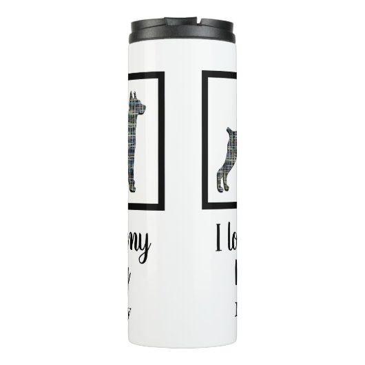 Doberman Pinscher Hond Schattig Grid Silhouet Thermosbeker (Achterkant)