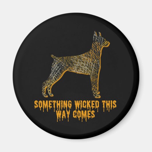 Doberman Pinscher Hond Silhouet Fun Halloween Magneet (Voorkant)