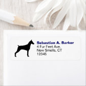 Doberman Pinscher Hond Silhouet Retouradres Etiket (Insitu)