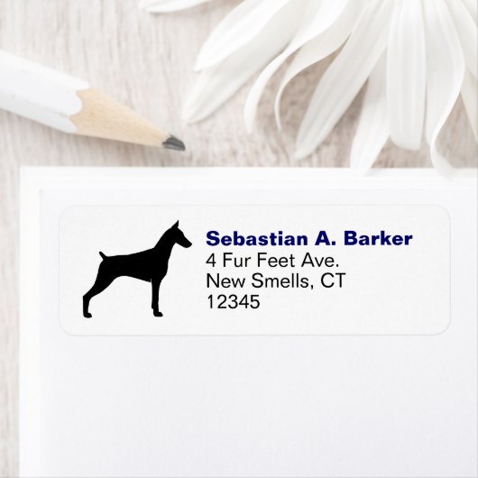 Doberman Pinscher Hond Silhouet Retouradres Etiket (Insitu)