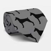 Doberman Pinscher Hond Silhouetten Grijs Stropdas (Opgerold)