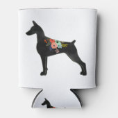 Doberman Pinscher Hondenras Boho Floral Silhouette Blikjeskoeler (Voorkant)