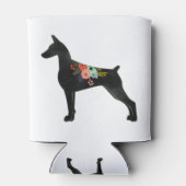 Doberman Pinscher Hondenras Boho Floral Silhouette Blikjeskoeler (Achterkant)