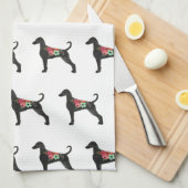 Doberman Pinscher Hondenras Boho Floral Silhouette Theedoek (Quarter Fold)