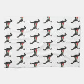 Doberman Pinscher Hondenras Boho Floral Silhouette Theedoek (Horizontaal)