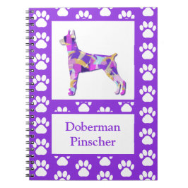 Doberman Pinscher Hondensilhouet Paarse PY&B Notitieboek