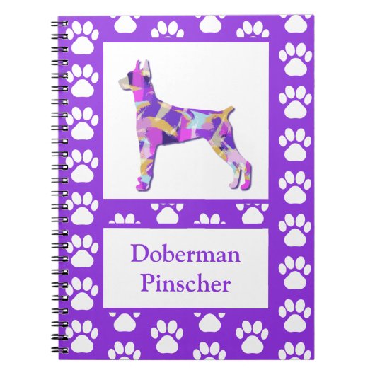 Doberman Pinscher Hondensilhouet Paarse PY&B Notitieboek (Voorkant)