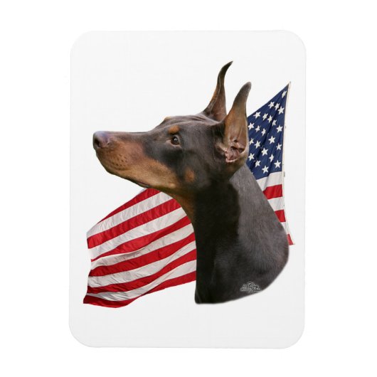 Doberman Pinscher hoofd- rode magneet (Verticaal)