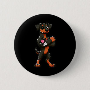 Doberman Pinscher I Love Dad Funny Dog Tattoo _1 Ronde Button 5,7 Cm