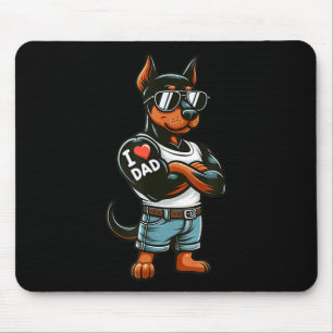 Doberman Pinscher I Love Dad Funny Dog Tattoo Muismat