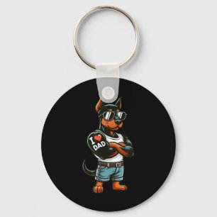 Doberman Pinscher I Love Dad Funny Dog Tattoo Sleutelhanger