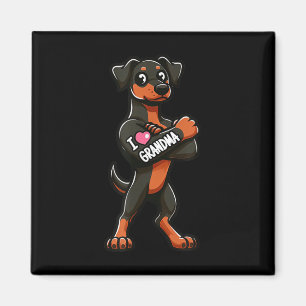 Doberman Pinscher I Love Grandma Funny Dog Tattoo Magneet
