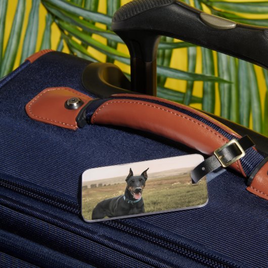 Doberman Pinscher in het veld Bagagelabel (Voorkant Insitu 3)