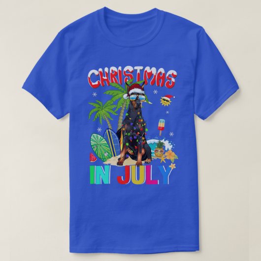 Doberman Pinscher in Santa Hat Sunbril Christma T-shirt (Design voorkant)