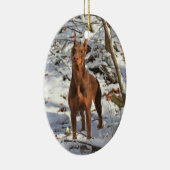Doberman Pinscher in Snow Ornament (Rechts)